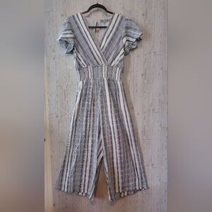 Jcee Striped Jumpsuit Women's Size PS NWT Gray Blue White